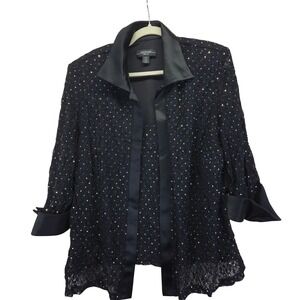 R&M Richards Woman Black Sequin Lace Jacket‎ & Tank Set 18W Evening Glam Wedding